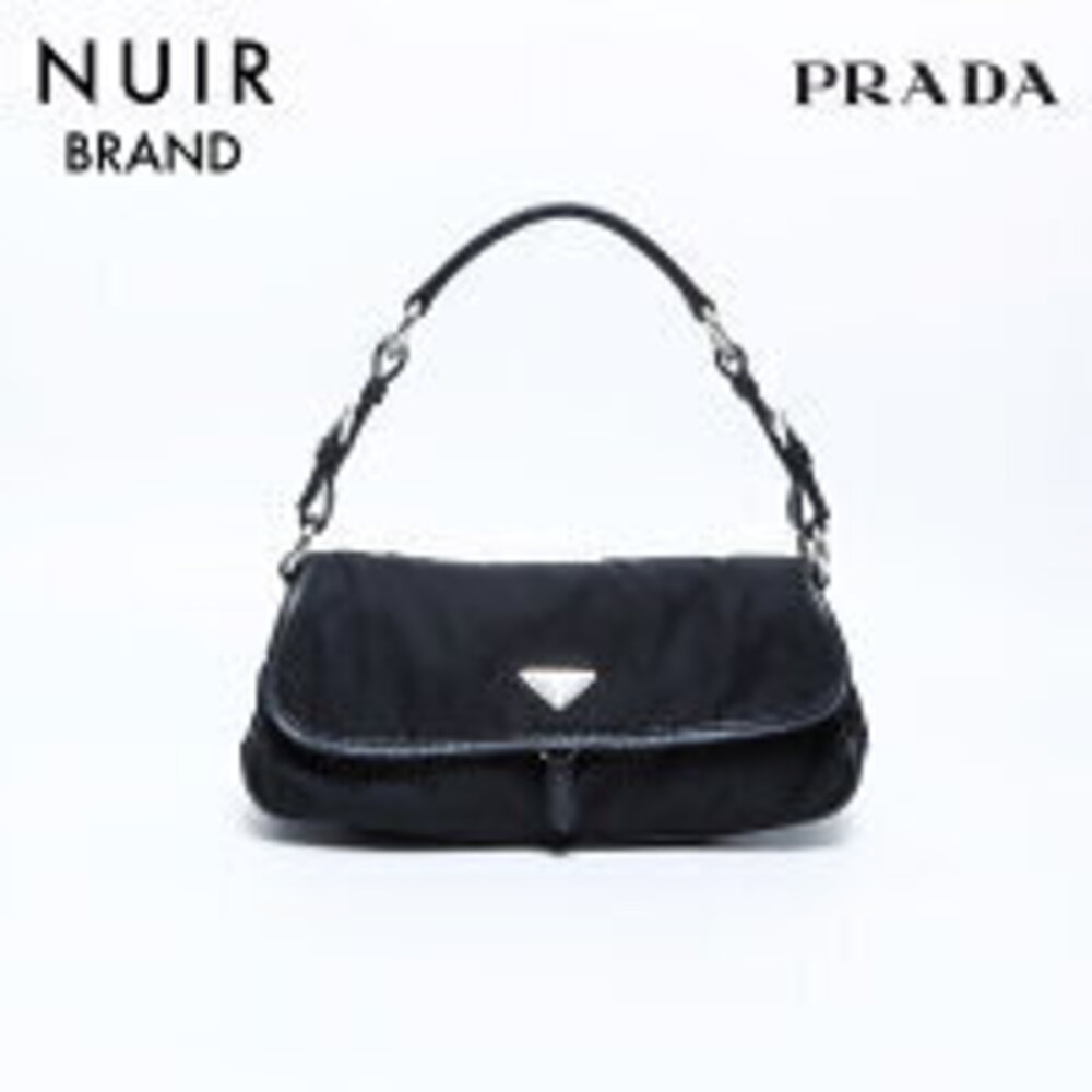 Prada Triangle One Shoulder Hobo Bag Black